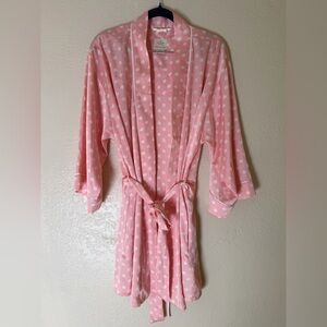Kate Spade Pink and White Polka Dot Robe Medium 3/4 Sleeve ❄️🎄